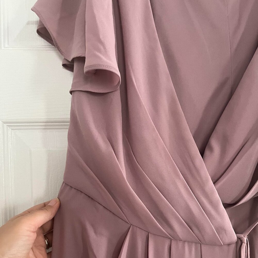 David's Bridal Flutter Sleeve Wrap Dress / Bridesmaid / Quartz / Size 14 - NWT - Picture 10 of 10